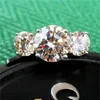 Three Stones Brilliant 1.7Ct Round Cut D Color Moissanite Platinum 950 Ring for Women White Gold Wedding Jewelry