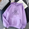 Harajuku Punk Korku Karikatür Baskı Hoodie Kadınlar Gevşek Sevimli Uzun Kollu Kazak Tops Harajuku Kazak Siyah Vintage Giysileri 210813