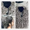 Prata cinzento scrunchie bun up fazer cabelo pedaço de cabelo fita cordão cordial clipe em extensões onduladas ondulada grande tampa 140g