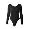 2020 Frauen Sexy Langarm Bodysuit Jumpsuits Strampler Jumper Schulterfrei Trikot Body Top Solid Black White Red Top Bodysuits Y0927