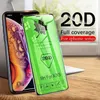 풀 커버 20D 대형 커브 드롭 접착제 강화 유리 화면 보호기 iPhone 13 12 11 Pro Max XR XS 6 6S 7 8 Plus 100pcs / lot