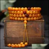 Beaded, Strands Bracelets Jewelry Old Honey Mti-Circle 108 Prayer Beads Natural Beeswax Amber Bracelet Necklace For Men And Women Drop Deliv