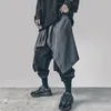 Męskie spodnie Punk Style Asymetryczne List Haft Koronki Hakama Mężczyźni Cargo Casual Streetwear Hip Hop Dna fartuch Japonia Spodnie