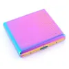 New Style Colorful Rainbow Portable Dry Herb Tobacco Cigarette Smoking Filter Holder Lighter Stash Case Protection Box High Quality DHL Free