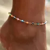 2021 Bohème coloré mauvais œil perles bracelets de cheville pour femmes or argent couleur été océan plage cheville bracelet pied jambe chaîne bijoux