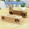 Cell Phone Mounts & Universal Speaker Natural Bamboo Wood Dock Holder For Desktop decoration Fashion lazy phones Sound Loud Speakers Stand