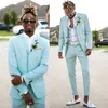 Vintage Mint Green Mens Passar Slim Fit Beach Groomsmen Bröllop Tuxedos för män Peaked Lapel Formell Prom Suit Jacket + Pants) x0909