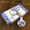 10pcs Chinese style Teacher Gift Set keychain Business Favors keyring Unique Blue and White Porcelain Key Holder