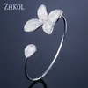 Zakol Luxury Aaa Cubic Zircon Micro Pave Cuff Bangles para mujer Moda Rose Flower Wedding Jewelry Fsbp176 Q0720