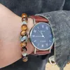 Beaded Strands Fashion Armband Natural Fossial Red/Brown Tiger Eye Braclet Stone Men Kvinnliga smycken Tillbehör Braslets för pengar F INTE22