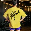 Casual Loose t shirt Men Gym Fitness Cotton T-Shirt Male Fashion Print Short sleeve Tee shirt Tops Summer Sport Workout Clothing G1217