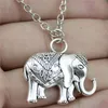 Pendant Necklaces 1 Piece Antique Bronze Silver Color 28x31mm Double Sided Elephant Necklace For Women 2021 Vintage Jewelry