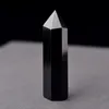 Natural Crystal Tower Arts Mineral Chakra Heilstäbe Obsidian Point Reiki Energiestein sechsseitiger schwarzer Quarze Zauberstab grob poliert