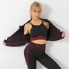 3PCS Seamless Tight Women Yoga Outfits Sport Fitness Women039s Tracksuit Long Sleeve Exercise Clothing Running Gym Suits Workou4446406