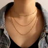 Pendentif Colliers HuaTang à la mode en couches collier en or Simple géométrie perlée alliage métal chaînes ras du cou femme bohème bijoux collier 17048