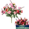 Romantique 21 têtes artificielle Rose fleurs chambre décor femme cadeau bricolage fausses fleurs soie fête décoration pour le nouvel an