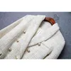 Runway 2023 Designer Blazer Giacca da donna doppiopetto in metallo con bottoni a maniche lunghe con colletto dentellato Cappotto blazer in tweed misto lana