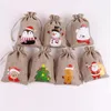 Рождественские подарочные конфеты сумки вечеринки события льняные мешковины сумка для драковых украшений коробка мультфильм рождественские джутовые рождественские карман