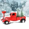 Red Truck Christmas Desktop Decoration Kids Year Gifts Vintage Metal Office Home Decoration 17cm/22cm 211104