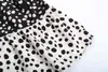 Chiffon jurk vrouw franse chiffon polka dot lange mouw jurk 2021 herfst vrouwelijke ronde hals zwart en wit losse jurk vestidos G1214