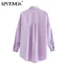 KPYTOMOA Kvinnor Fashion Pockets Overized Corduroy Shirts Vintage Long Sleeve Asymmetric Loose Female Bluses Chic Tops 210301