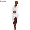 Femmes Robe Designer Slim Sexy Moulante Split Robes Col Carré Couleur Unie À Manches Longues Maxi Jupe Clubwear Vêtements Plus La Taille 9 Couleurs