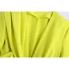 Summer Dress Women V-neck Long Sleeves Blazer-style Knotted Waist Casual Fashion Chic Lady Short Dress Women 210709