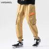 Tasche laterali da uomo Cargo Harem Pants Khaki Hip Hop Casual Pantaloni da jogging maschili Moda Casual Streetwear Pantaloni oversize 210601