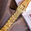 Avanadores de pulso de alta qualidade 24k Gold No Fade Brass Band Women Women Women Women Diamond Small Dial Square Fashion Watch Watch para Lady R1109070