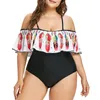 Bikinis 2022 Mujer Sexiga kvinnor En bit vadderad badkläder plus storlek Feather Swimsuit Bikini Set Tankini Cover-ups Maillot de Bain