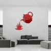 크리 에이 티브 DIY 아크릴 커피 컵 주전자 3D 벽 시계 장식 주방 벽시계 거실 다이닝 룸 홈 장식 시계 039 210310