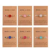 2022 new Handmade Druzy Resin Stone Bracelet Make A Wish Card Wax Rope Braided Bracelets Bangles With Rice Bead For Wo
