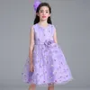 Tjejklänningar Barnflickor Flower Princess Girl Summer Print Tutu Dress Barnens kjol