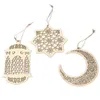 Party Decoration Ramadan Wooden Decor Eid Mubarak Muslim Moon Star Plate Hollow Pendant Islamic Festival Event GWB13486