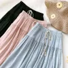 Jupes longues en lin de coton pour femmes Harajuku style coréen Maxi adolescents taille haute école 210621