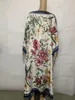 Vêtements ethniques Unique Floral Imprimé Soie Caftan Bohème Maxi Robes Lâche Arabie Saoudite Mode Femmes039s Musulman Ayaba Robe 3014568