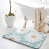 Daisy Bathroom Mat Nordic Pluffy Carpet Area Tapijt Badkamer Vloer Bloemen Absorberend Anti Slip Pad Bathmat Deurmat Home Decor 210301
