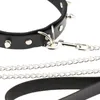 Chokers Sexy Rivet PU Leather Collar Lead Chain Towing Rope Bell Choker Slave Costume BDSM Bondage Necklace Neckband Sex Punk Goth2076070