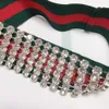 Lusso rosso verde a strisce strass fascia elastica fascia per capelli gioielli per le donne Bling Crystal Sport fascia per il sudore copricapo X062250w