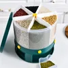 10kg Cozinha Comida De Armazenamento De Armazenamento Recipiente Girando Latas Para Cereais a Bulk Inseto Inseto Prova de Grão Caixa de Organizador de 6 grade Bucket 220212