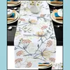 Camino de mesa Paños Textiles para el hogar Jardín Flores de primavera de lujo Campos de colores Fiesta de cumpleaños El Comedor Tela de algodón y lino de alta calidad