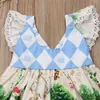 Bealaholly Lato Girl Dress Diamond Mosaic Cartoon Latający Rękaw Sukienki Princess Dress dla 1-6y maluch Dress Q0716