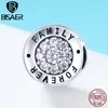 BISAER 925 Sterling Silver Charm Forever Family Forever Charm CZ Beads Fit Pulseras Plata 925 DIY Joyería Haciendo Regalo ECC814 Q0531