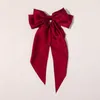 2021 Fashion Bowknot Streamer Hairpin Woman Girls Satin Ribbon Barrette Bow Back Head Spring Clip Ponytail Clip Hair Accessories