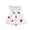 Vestidos de verano para niñas, ropa sin mangas con bordado Floral de fresa para niños, disfraz de niña, disfraz de bebes #55 Q0716