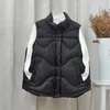 Femmes gilets femmes 2022 automne court blanc duvet de canard gilet col montant femme lâche ethnique vent sans manches manteau fermeture éclair grande taille grenouille