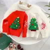 Herbst Winter Jungen und Mädchen Weihnachtspullover Unisex Nerzpullover Weihnachtsbaumpullover