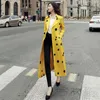 Dames Trench Coats Dames Spring herfst Women jas dubbele borsten Europa Amerika Fashion Polka Dot Long Wind Breaker Office Lady