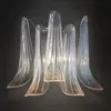 Custom Pendant Lamps Luxury Hand Blown Glass Petal Chandelier 24 Inches Green Shade Luxury LED Lights for Hotel Home Living Dining Room Bar Bedroom