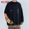 Ruihuo Stickad Vintertröja Män Kläder Harajuku Tröjor Pullover Men Sweater Fashion Mens Kläder M-2XL 211008